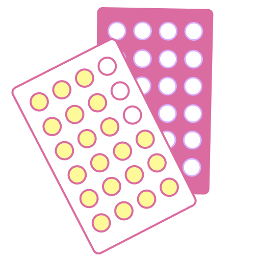 illustration of 2 packs of birth control pills